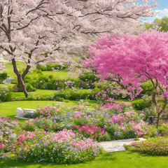 japanese garden in spring with attractive look