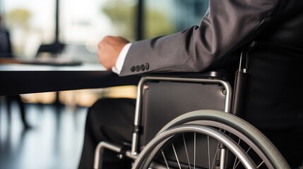 Obraz premium A Professional Man in a Wheelchair Wearing a Suit and Tie