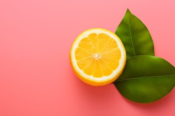Photo of fresh lemon on colour background 