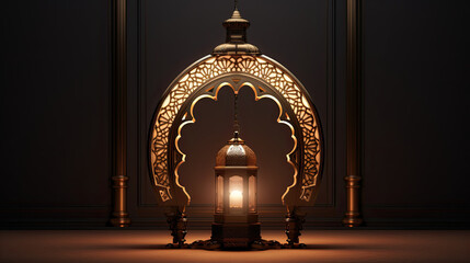 ornate ramadan lantern and an ornamental frame. lamp with arabic decoration. concept for islamic celebration day ramadan kareem. - obrazy, fototapety, plakaty