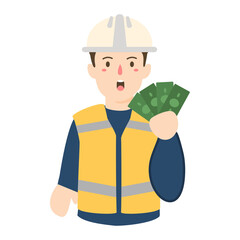 male in orange vest and helmet