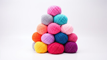 Fototapeta na wymiar pile of colorful yarn balls isolated on white background