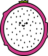 Dragon Fruit Smile tropical fruit vector line/outline illustration and icon, etc