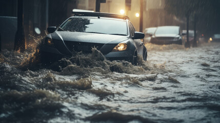 The flood, Flooded Vehicle  Generative Ai