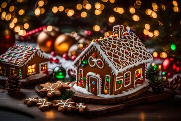 gingerbread house with christmas decorations