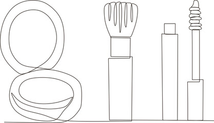 continuous line illustration of beauty tools
