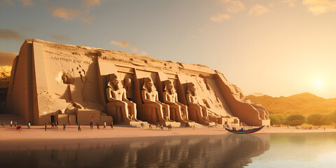 The Eternal Legacy: Exploring the Marvels of Ramesses II's Monumental Temple background generative ai - obrazy, fototapety, plakaty