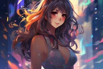 Obraz na płótnie Canvas Anime Girl in a Fantasy World