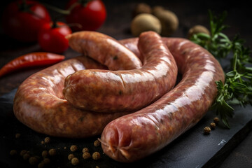 Fototapeta premium Pork sausages generative AI