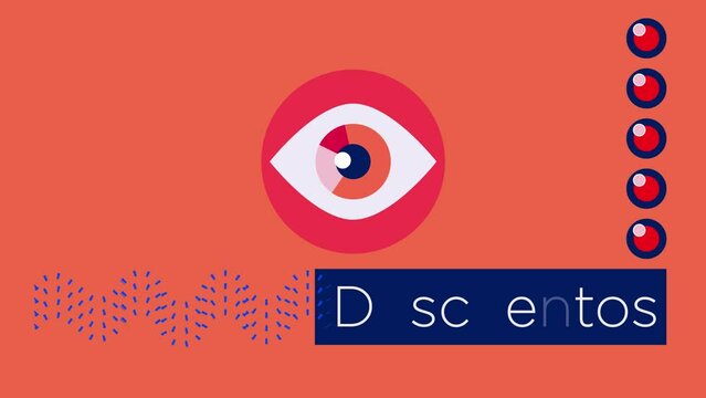 Descuentos animaci&oacute;n fondo naranja de ojo horizontal