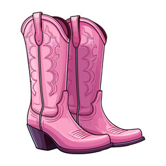 Pink cowboy boot with girlish starry ornament decor. Cute Cowgirl's shoes.