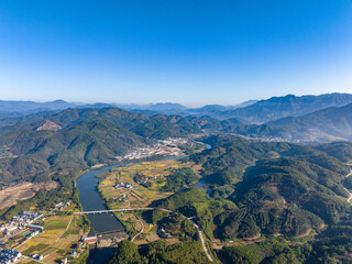 Aerial photography of rural pastoral landscape