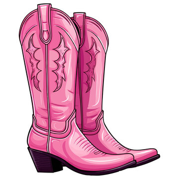 pink cowboy boots drawing clip art preview