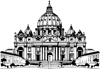 Fototapeta na wymiar Vatican City landscape vintage sketch