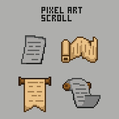 this is scroll icon in pixel art with simple color and black background ,this item good for presentations,stickers, icons, t shirt design,game asset,logo and your project