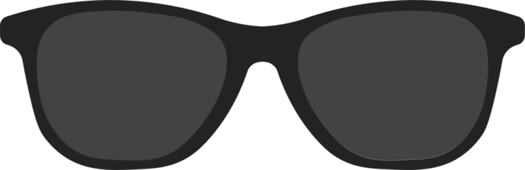 Isolated pictogram icon of black sunglasses, with dark lens and black frame