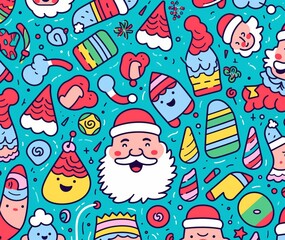 Christmas background Ilustration of traditional Santa Claus or Father Christmas. Festive Holiday design for greeting card, cover or poster. Generative AI