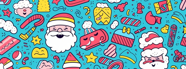 Christmas background Ilustration of traditional Santa Claus or Father Christmas. Festive Holiday design for greeting card, cover or poster. Generative AI
