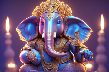 Lord Ganesha with colorful background wallpaper - obrazy, fototapety, plakaty
