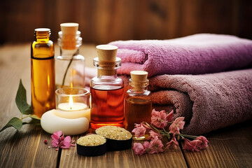 Fototapeta na wymiar Flower massage wellness beauty aromatherapy spa treatment oil therapy health