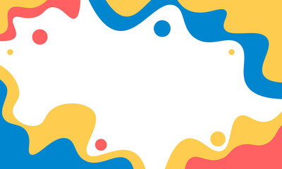 Abstract liquid shape red blue yellow black and white template Geometric circle shape color vector background