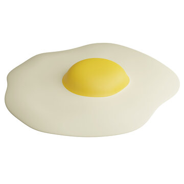 Fried egg clipart flat design icon isolated on transparent background, 3D render food concept