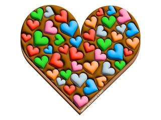 カラフルなハート型のチョコレートのイラスト