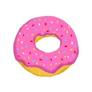 Watercolor Donut Isolated On A Transparent Background
