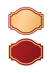 Flat golden red vintage Islamic curve decorative label banner title box png clipart set - obrazy, fototapety, plakaty