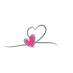 Love symbol in line art. Thin contour and romantic symbol for greeting card and web banner in simple linear style. 
