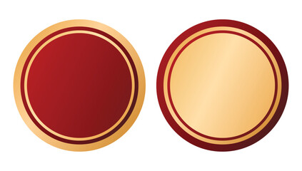 Simple golden red circle round frame banner design vector element set