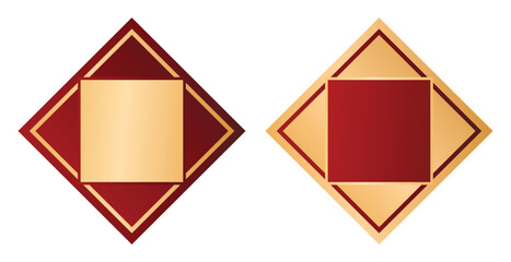 Set of red gold square rhombus frame text box decoration element