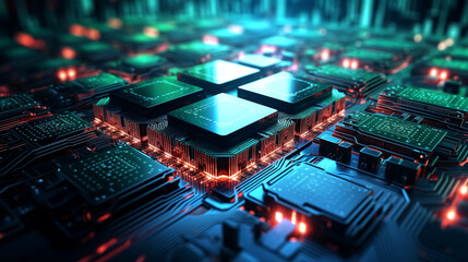 Fototapeta na wymiar Circuit board futuristic server code processing