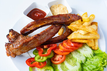 grilled steak with vegetables