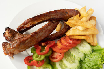 grilled steak with french fries