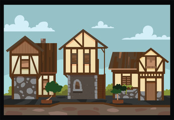 village-style house vector illustration