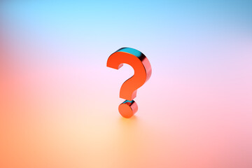 Metallic question mark symbol on pink and blue colored background. - obrazy, fototapety, plakaty