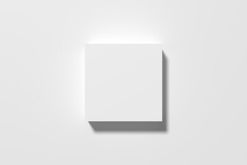 Top view of a white square podium or platform on white background. Mockup for product presentation or display.