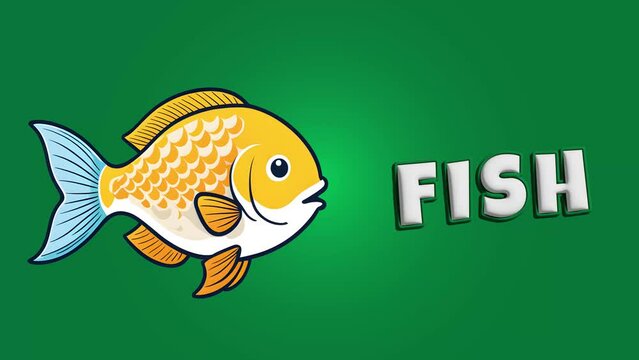 Footage fish 4K children style videos, funny
