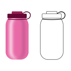 Water Bottle Outline with Color Clipart