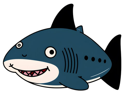  Professional shark coloring with cute borders. 