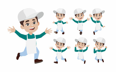 Set of cleaner with different poses