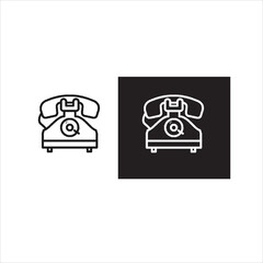 vector image of telephone, black and white background