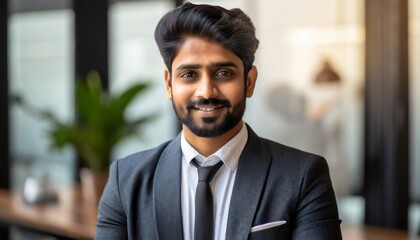Leader's Gaze: Close-Up of Confident Indian Professional