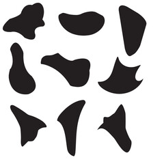 9 Modern liquid irregular blob shape abstract elements graphic flat style design fluid vector illustration set.