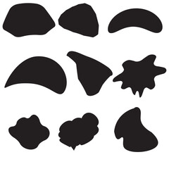 12 Modern liquid irregular blob shape abstract elements graphic flat style design fluid vector illustration set.