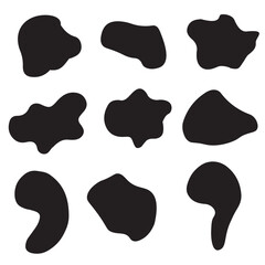 9 Modern liquid irregular blob shape abstract elements graphic flat style design fluid vector illustration set.