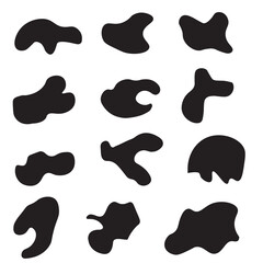 12 Modern liquid irregular blob shape abstract elements graphic flat style design fluid vector illustration set.