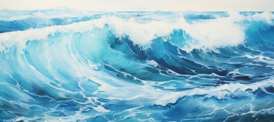 Ocean wave illustration. Generative AI technology. 