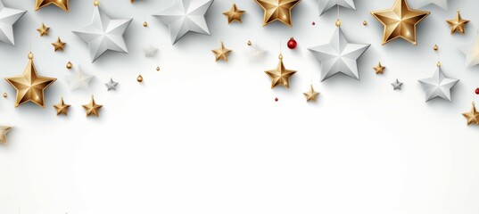Christmas star decoration background. Copy space for text. Generative AI technology.	
